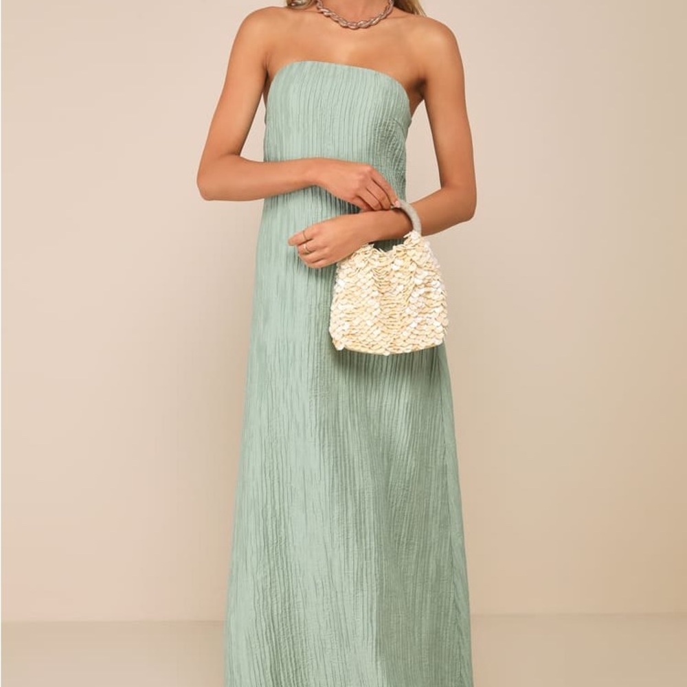 Lulus Strapless Green Maxi Dress